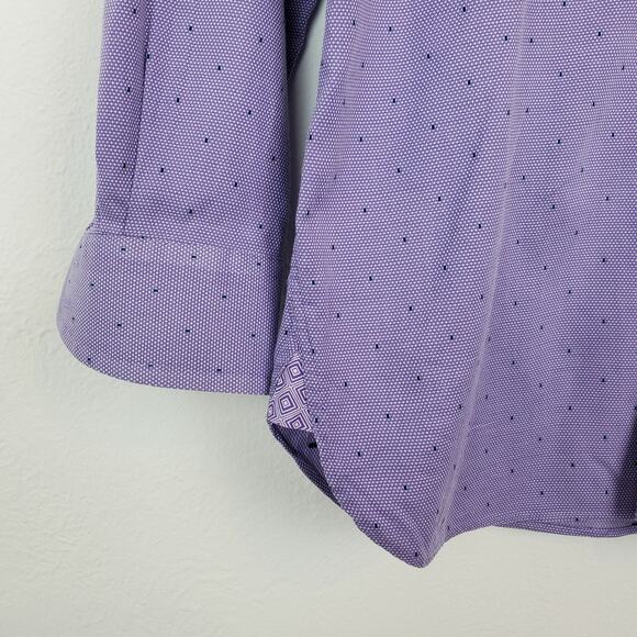 Ted Baker Endurance Dress Shirt Purple Polka Dot Spring Summer Classic Purple - Picture 4 of 11